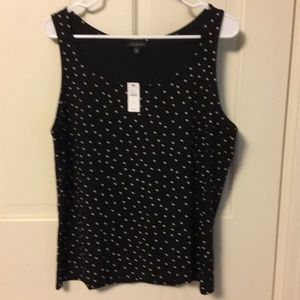 NWT Talbots XL black tank with tan polka dots